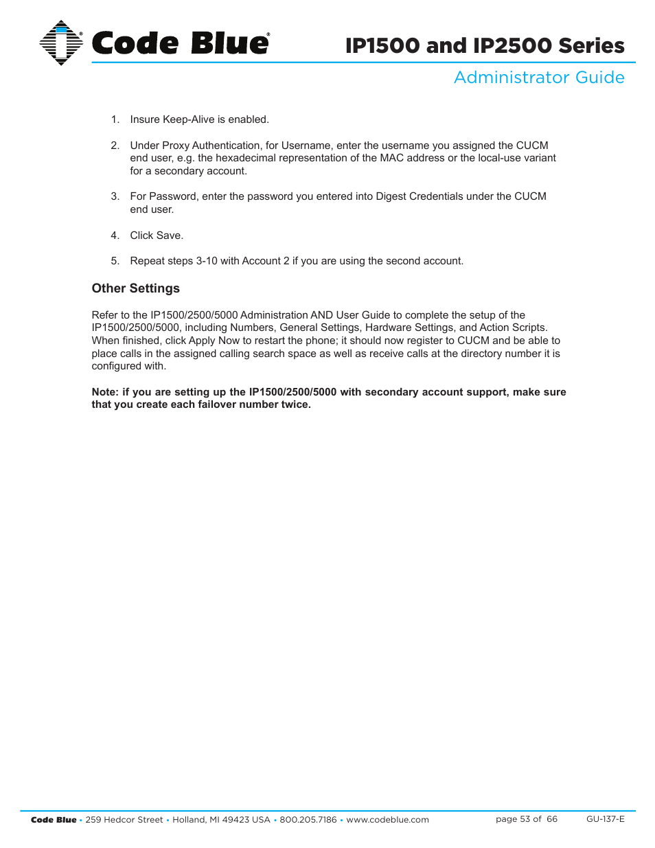 Administrator guide | Code Blue IP1500 VOIP SPEAKERPHONE User Manual | Page 53 / 66