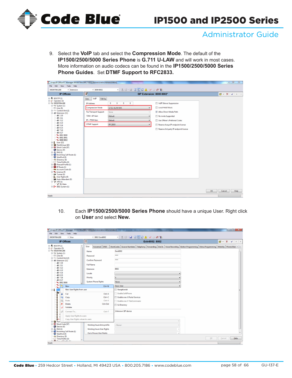 Administrator guide | Code Blue IP1500 VOIP SPEAKERPHONE User Manual | Page 58 / 66
