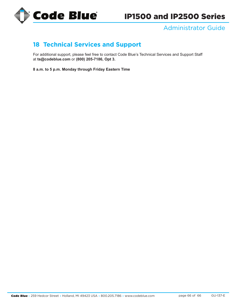 Code Blue IP1500 VOIP SPEAKERPHONE User Manual | Page 66 / 66