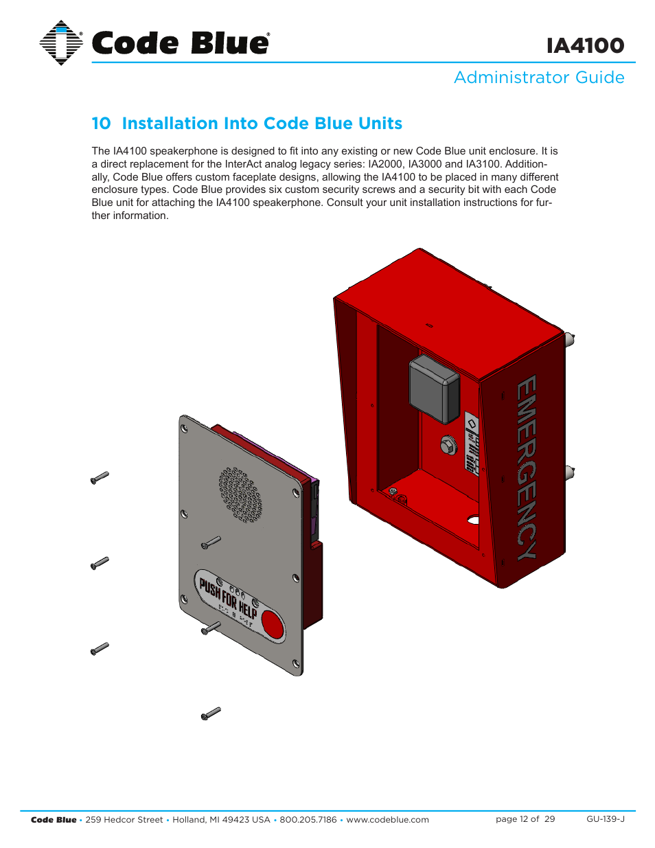Ia4100 | Code Blue IA4100 SINGLE BUTTON ANALOG SPEAKERPHONE User Manual | Page 12 / 29