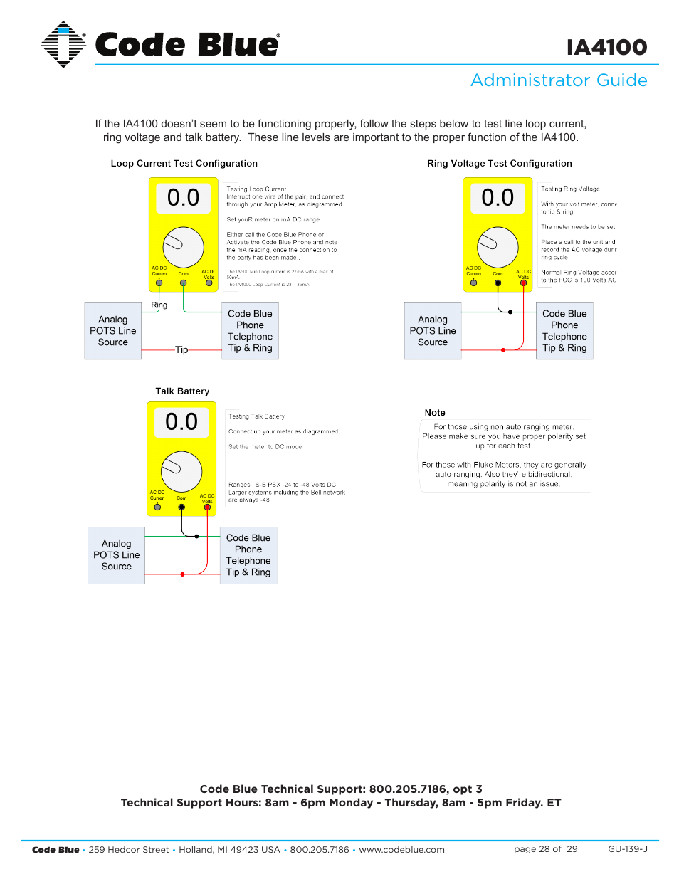Ia4100, Administrator guide | Code Blue IA4100 SINGLE BUTTON ANALOG SPEAKERPHONE User Manual | Page 28 / 29