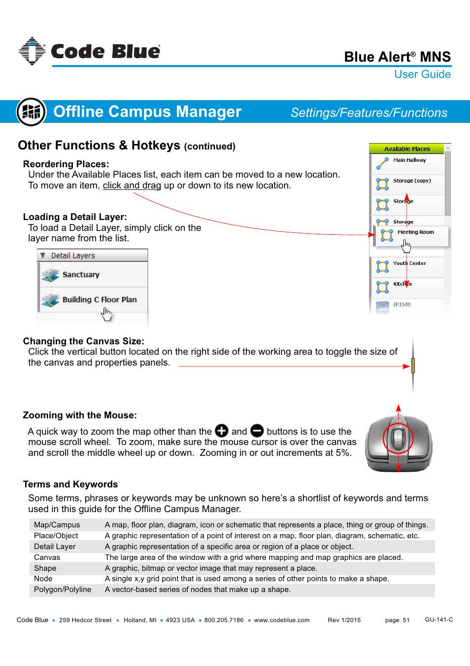 Offline campus manager, Blue alert, Other functions & hotkeys | Settings/features/functions, User guide | Code Blue BLUE ALERT MNS MASS NOTIFICATION SOFTWARE User Manual | Page 51 / 76
