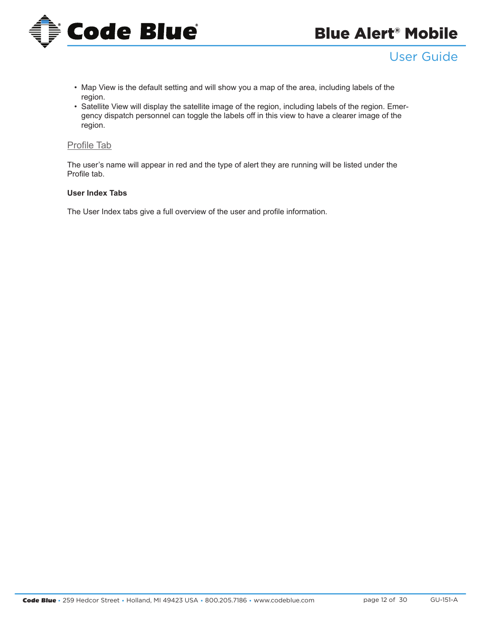 Blue alert® mobile, User guide | Code Blue BLUE ALERT MOBILE User Manual | Page 12 / 30