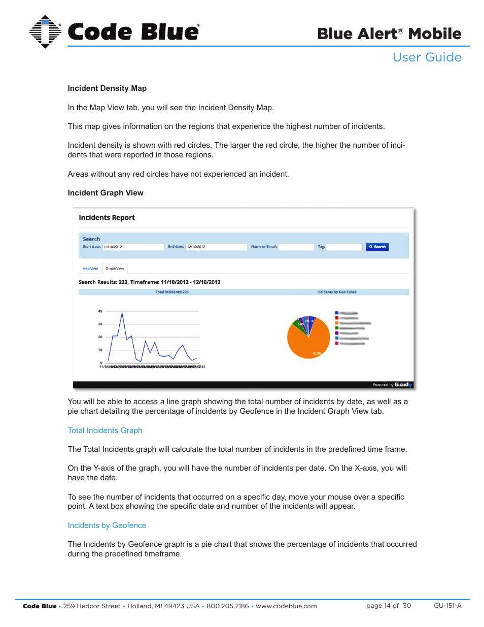 Blue alert® mobile, Blue alert mobile powered by guardly, User guide | Code Blue BLUE ALERT MOBILE User Manual | Page 14 / 30