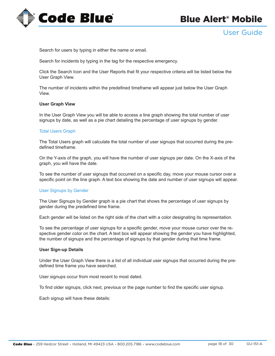 Blue alert® mobile, User guide | Code Blue BLUE ALERT MOBILE User Manual | Page 18 / 30