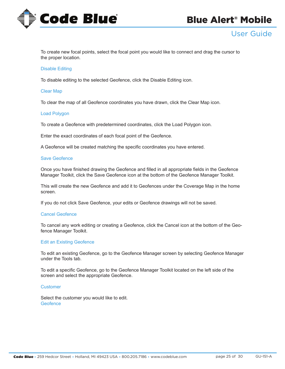 Blue alert® mobile, User guide | Code Blue BLUE ALERT MOBILE User Manual | Page 25 / 30