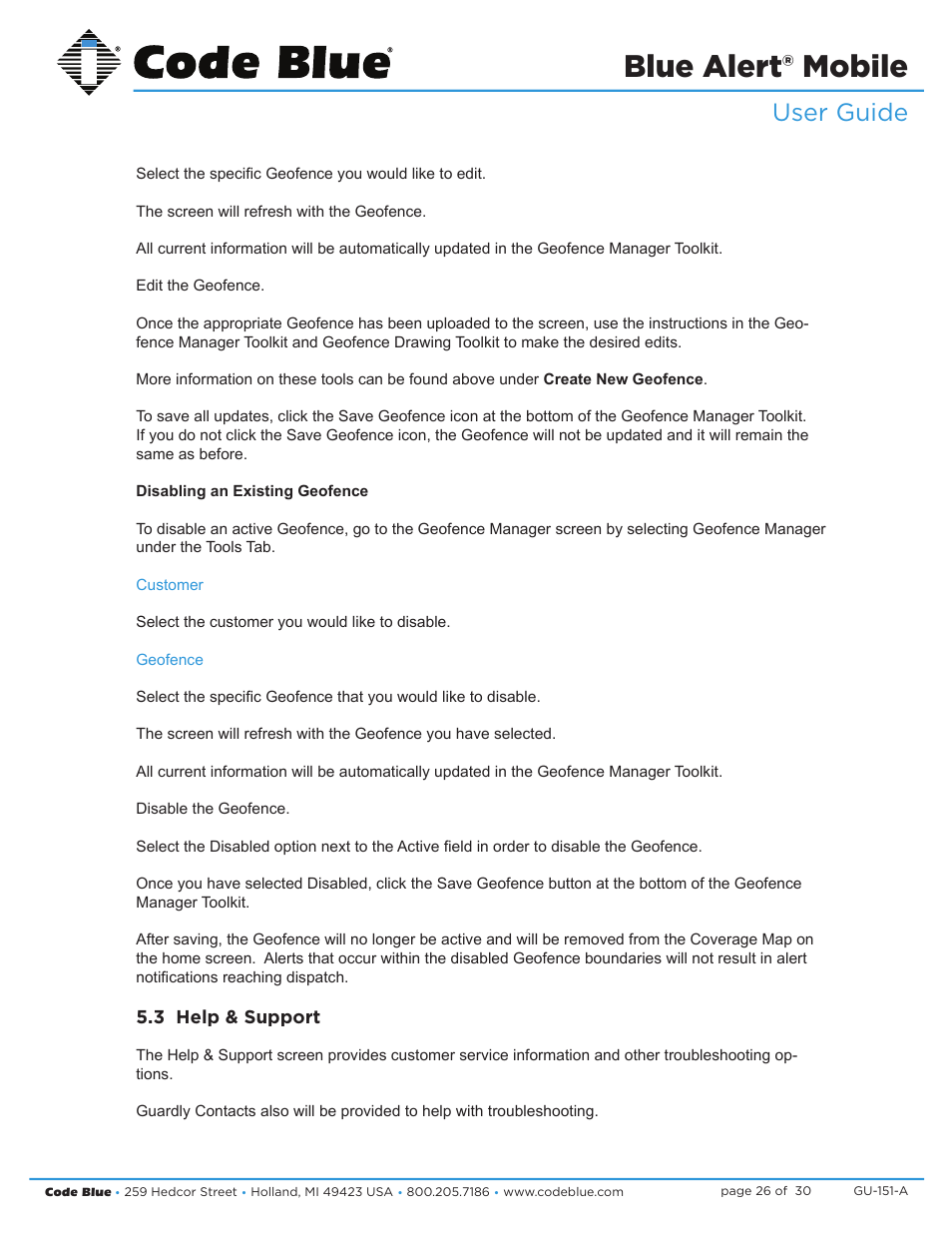 Blue alert® mobile, User guide | Code Blue BLUE ALERT MOBILE User Manual | Page 26 / 30
