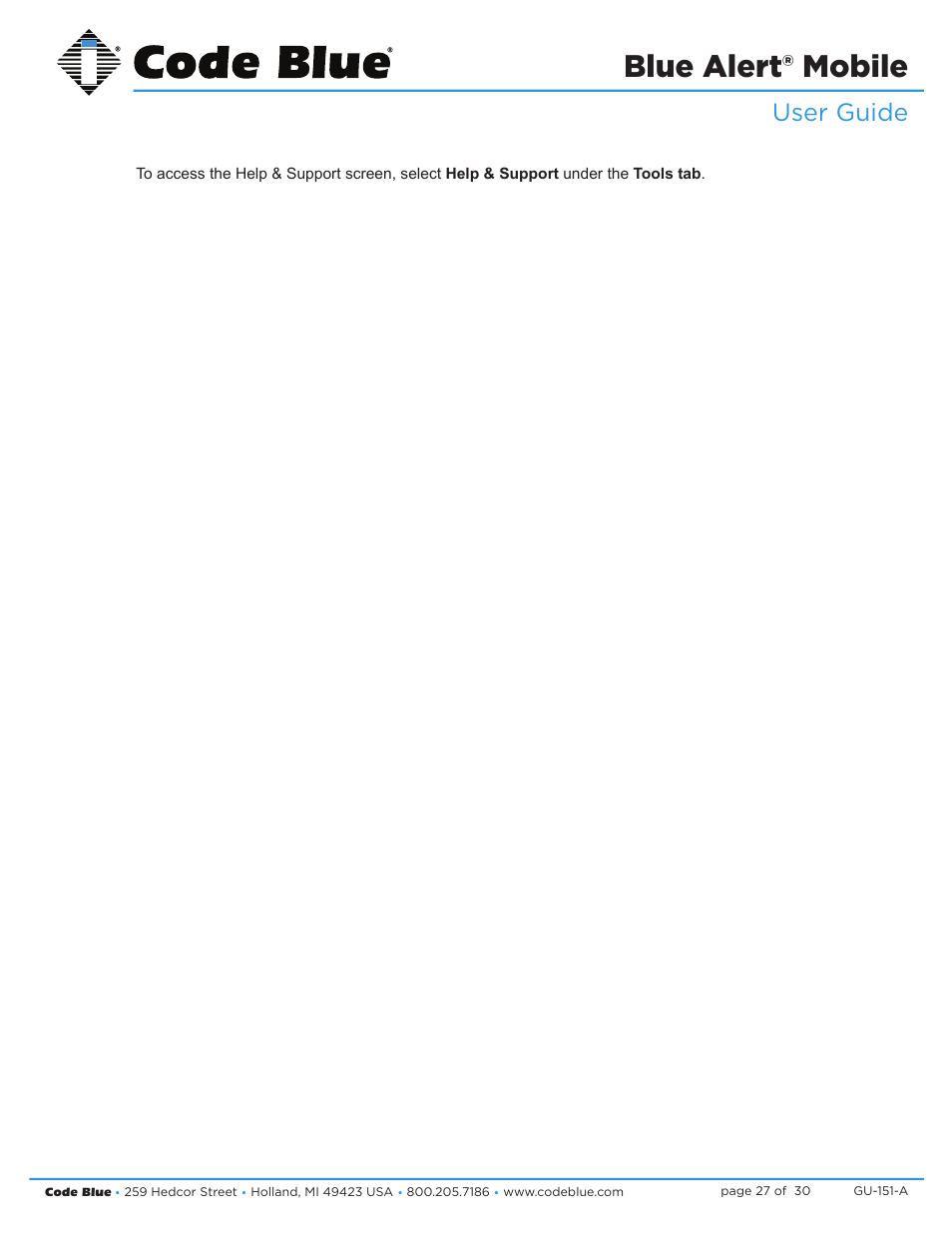 Blue alert® mobile, User guide | Code Blue BLUE ALERT MOBILE User Manual | Page 27 / 30
