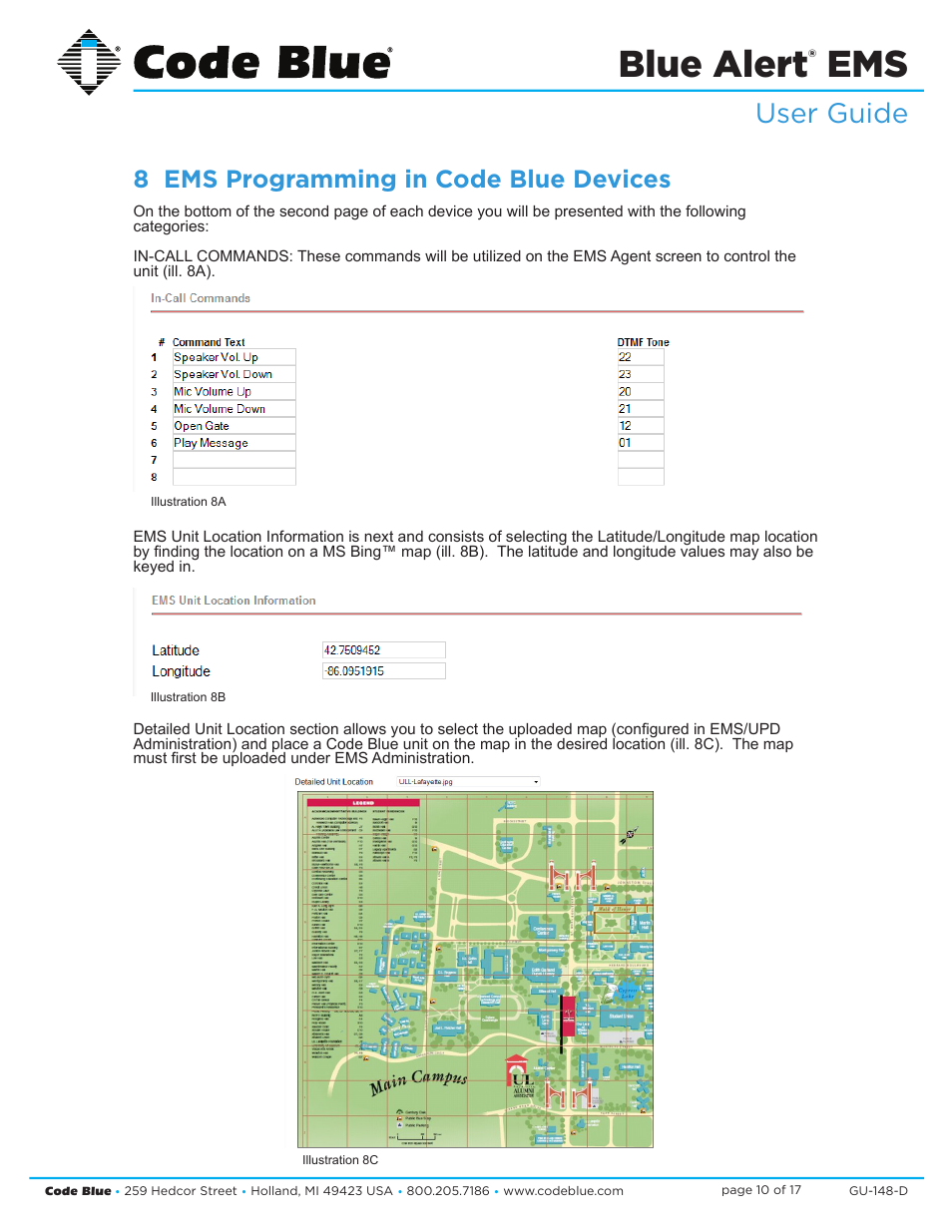 Blue alert, User guide, 8 ems programming in code blue devices | Code Blue BLUE ALERT EMS EVENT MANAGEMENT SOFTWARE User Manual | Page 10 / 17