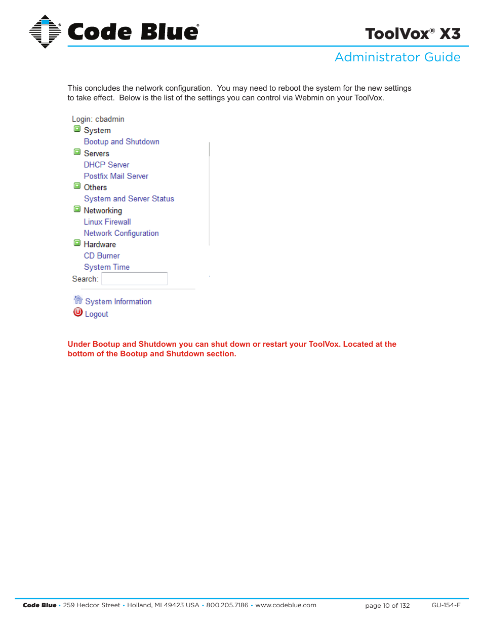 Toolvox® x3, Administrator guide | Code Blue TOOLVOX X3 User Manual | Page 10 / 132