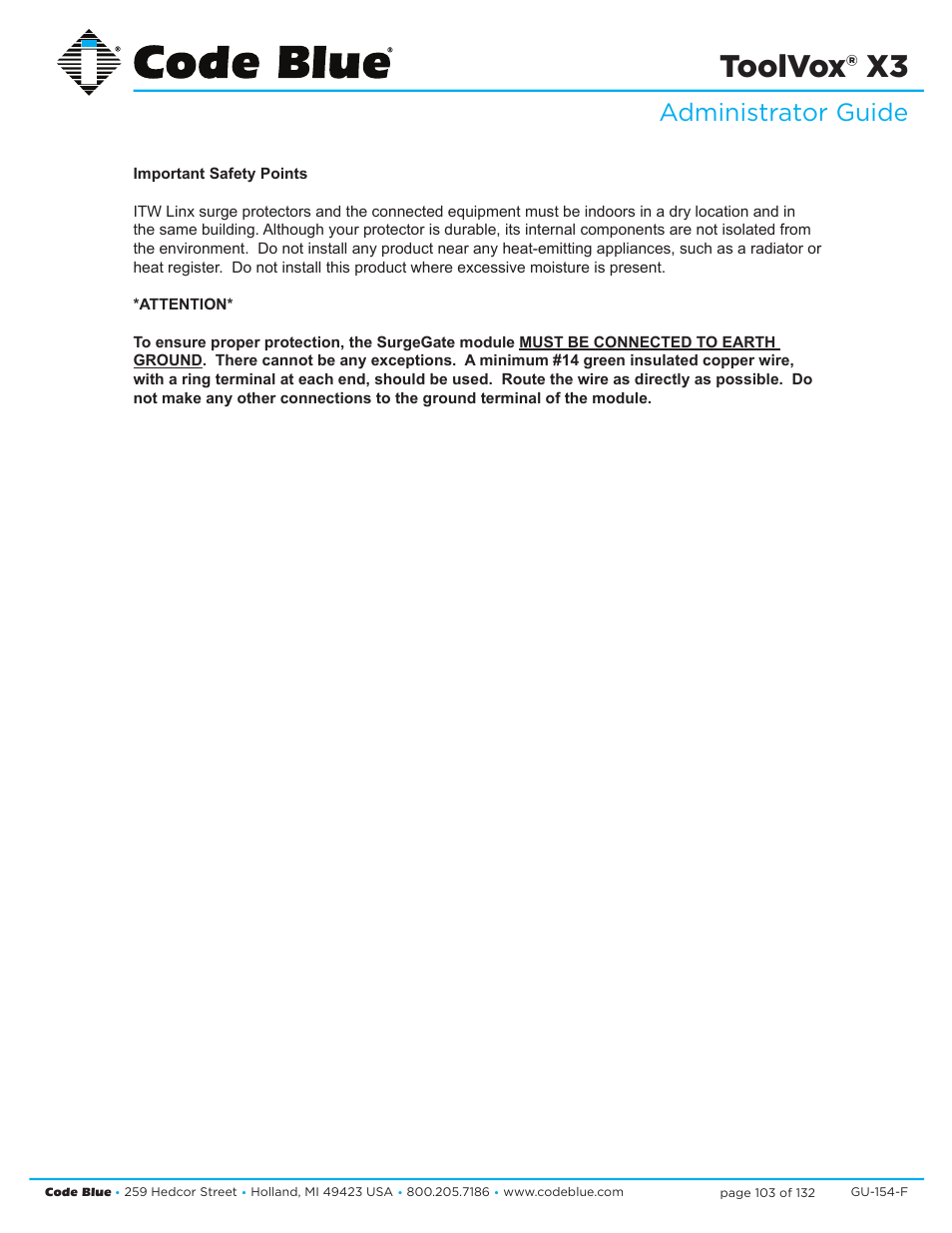 Toolvox® x3, Administrator guide | Code Blue TOOLVOX X3 User Manual | Page 103 / 132