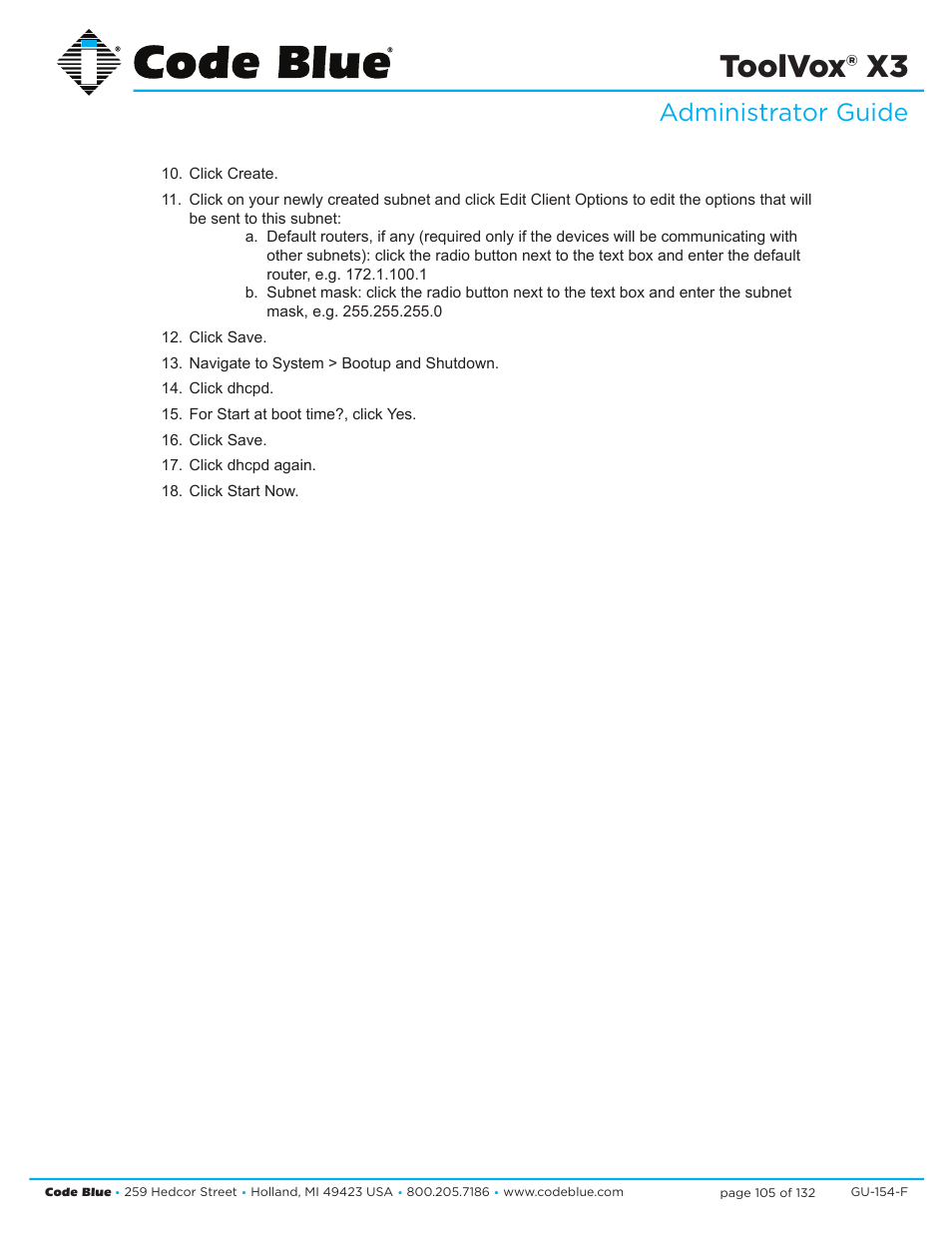 Toolvox® x3, Administrator guide | Code Blue TOOLVOX X3 User Manual | Page 105 / 132