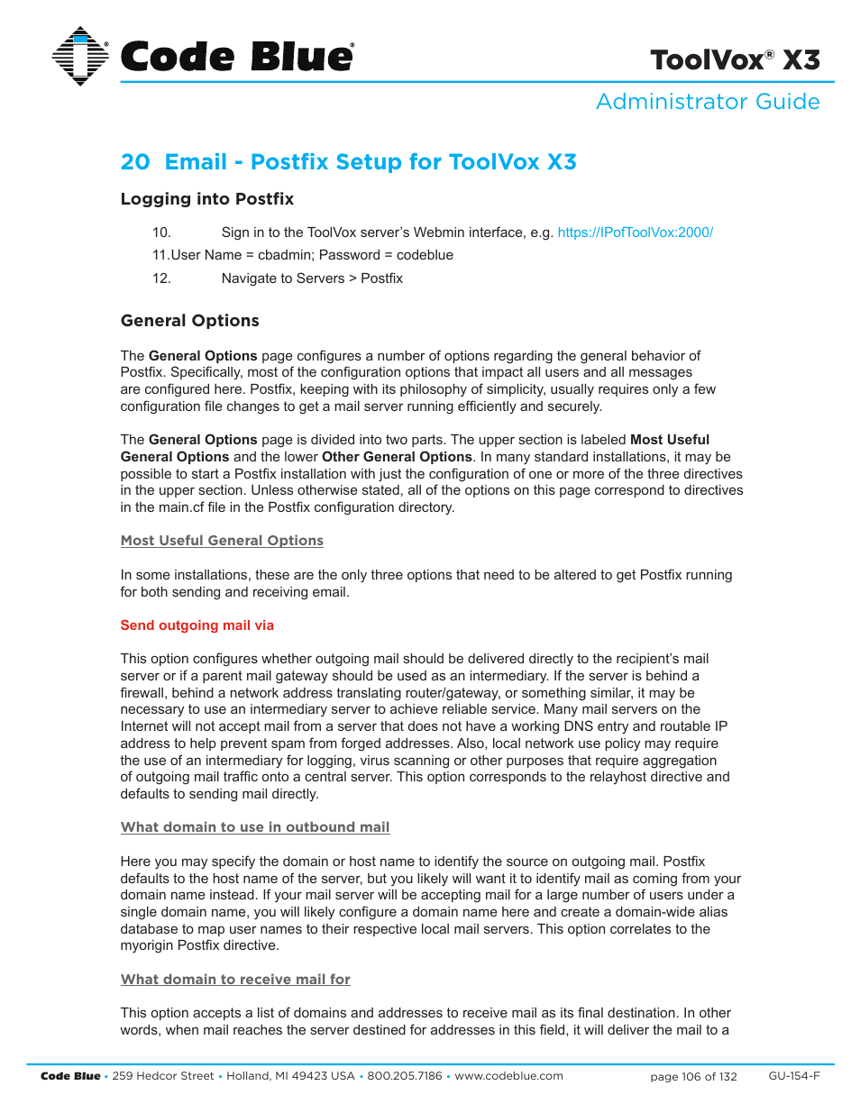 Toolvox® x3 | Code Blue TOOLVOX X3 User Manual | Page 106 / 132