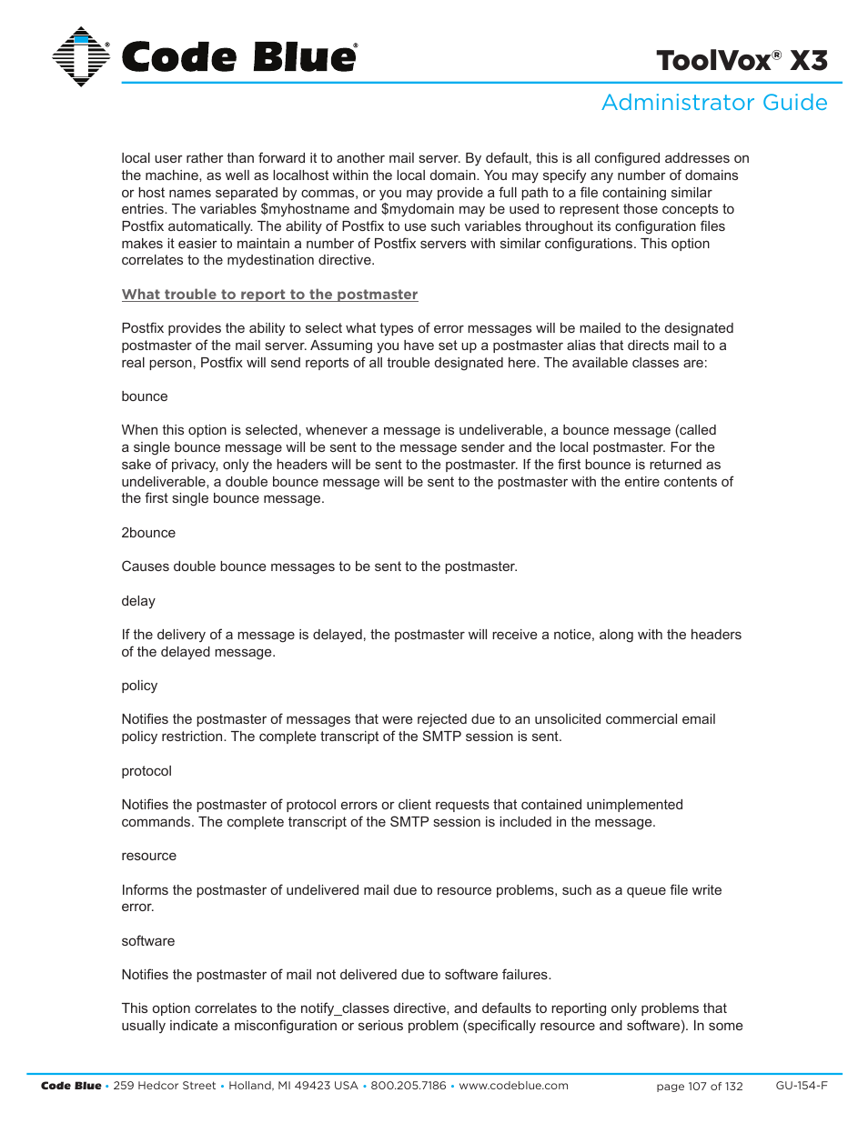 Toolvox® x3, Administrator guide | Code Blue TOOLVOX X3 User Manual | Page 107 / 132