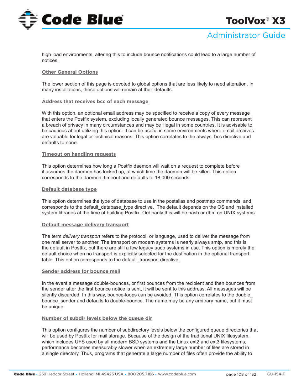 Toolvox® x3, Administrator guide | Code Blue TOOLVOX X3 User Manual | Page 108 / 132