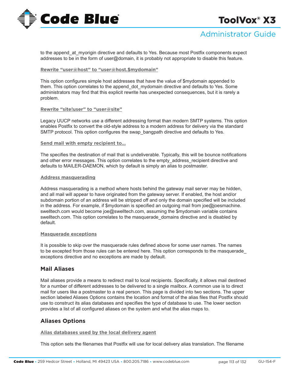 Toolvox® x3, Administrator guide | Code Blue TOOLVOX X3 User Manual | Page 113 / 132