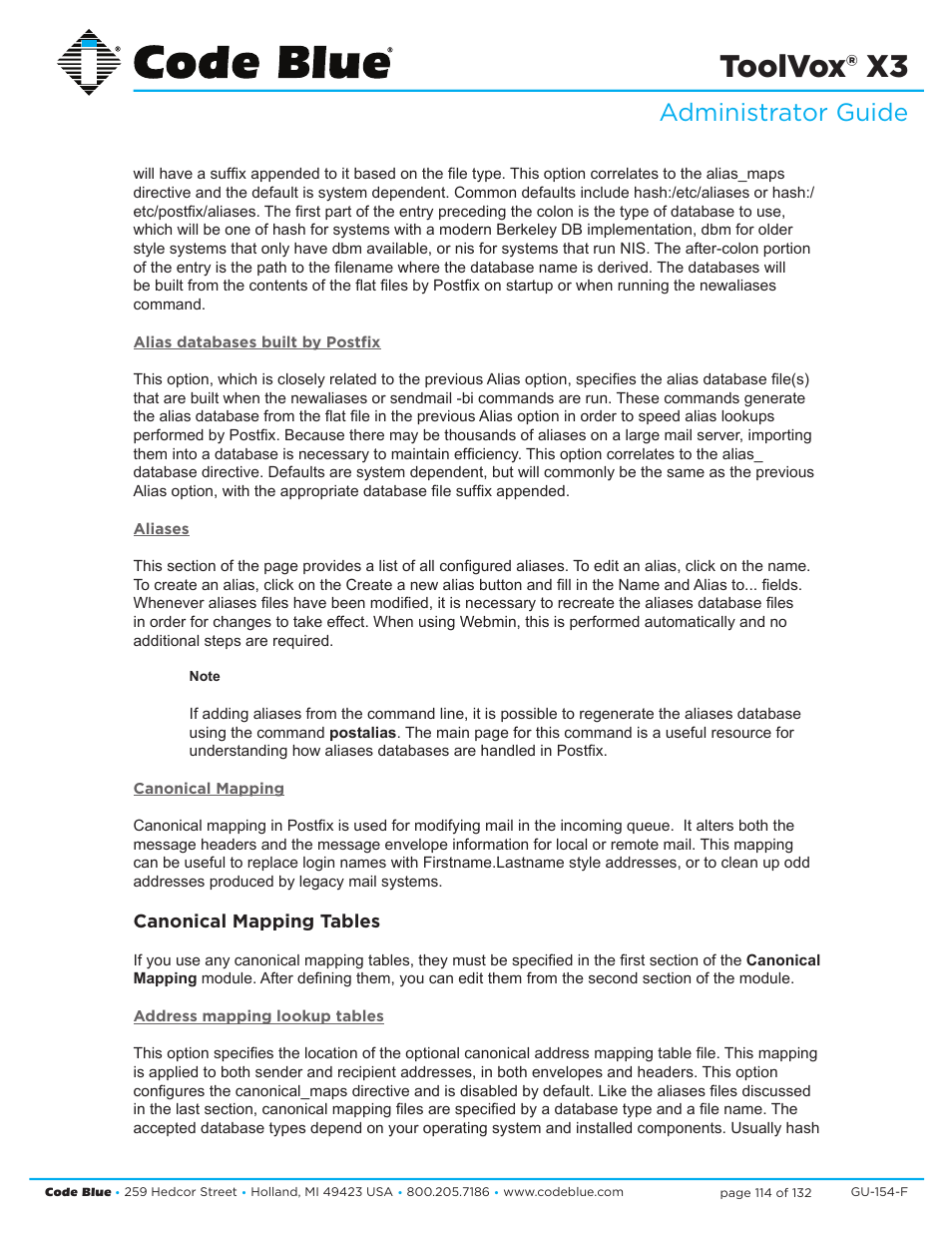 Toolvox® x3, Administrator guide | Code Blue TOOLVOX X3 User Manual | Page 114 / 132