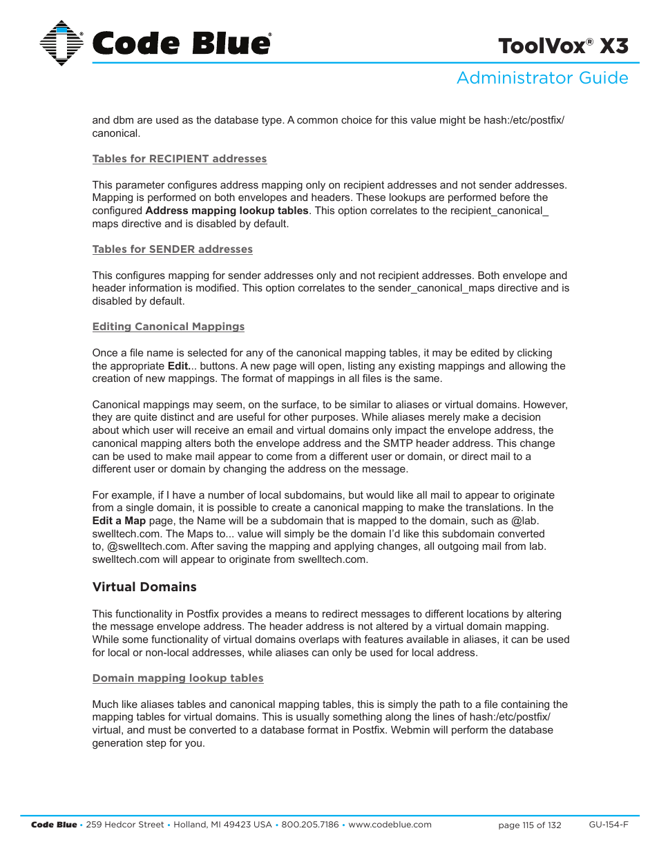 Toolvox® x3, Administrator guide | Code Blue TOOLVOX X3 User Manual | Page 115 / 132