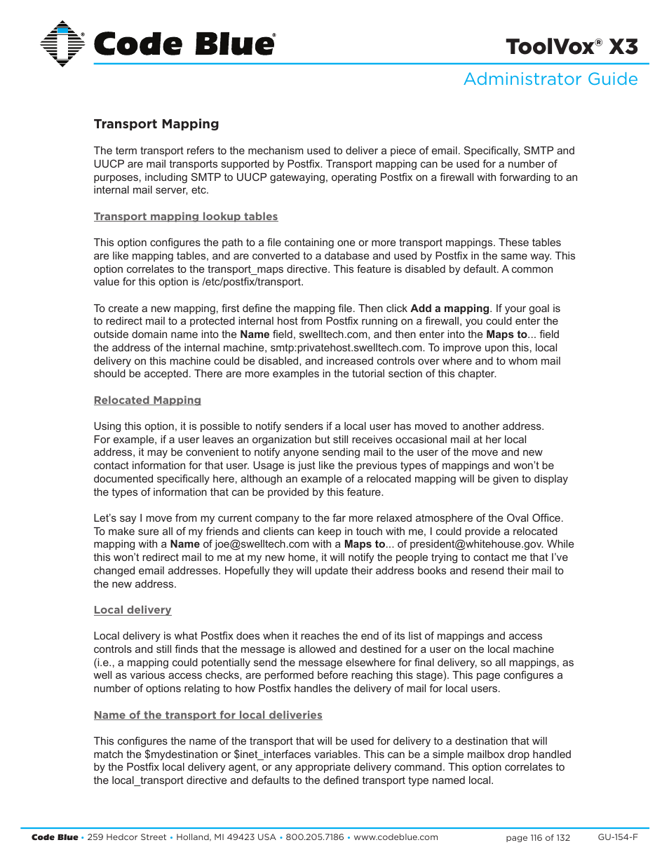 Toolvox® x3, Administrator guide | Code Blue TOOLVOX X3 User Manual | Page 116 / 132