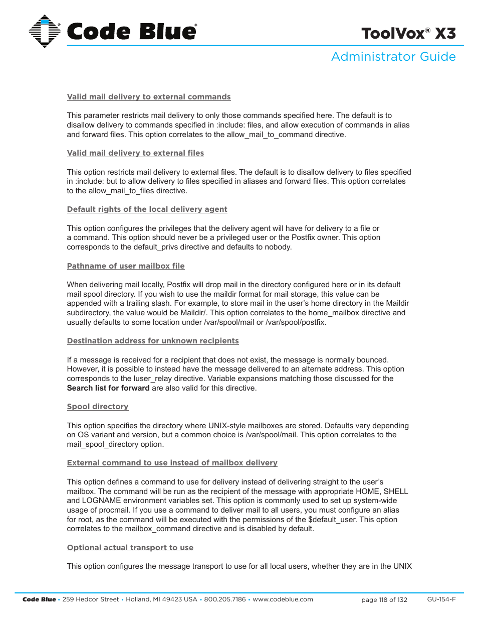 Toolvox® x3, Administrator guide | Code Blue TOOLVOX X3 User Manual | Page 118 / 132