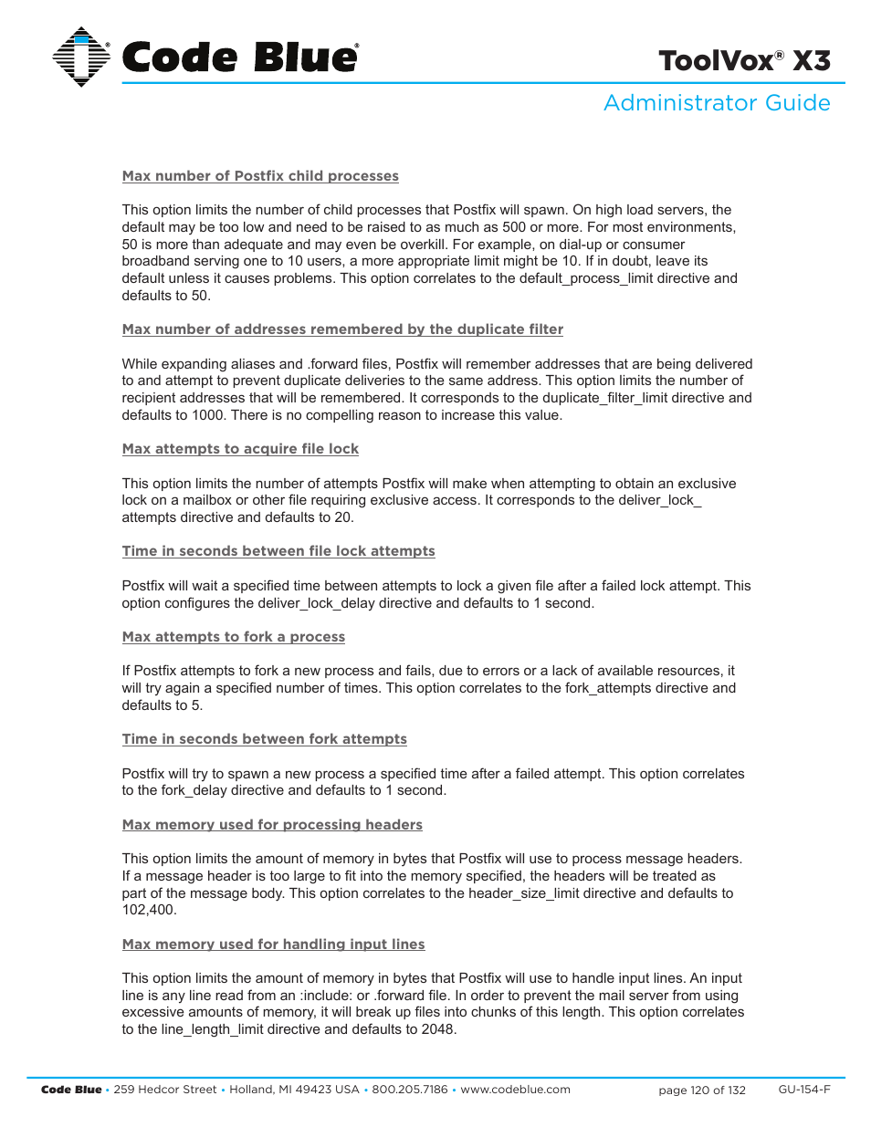 Toolvox® x3, Administrator guide | Code Blue TOOLVOX X3 User Manual | Page 120 / 132