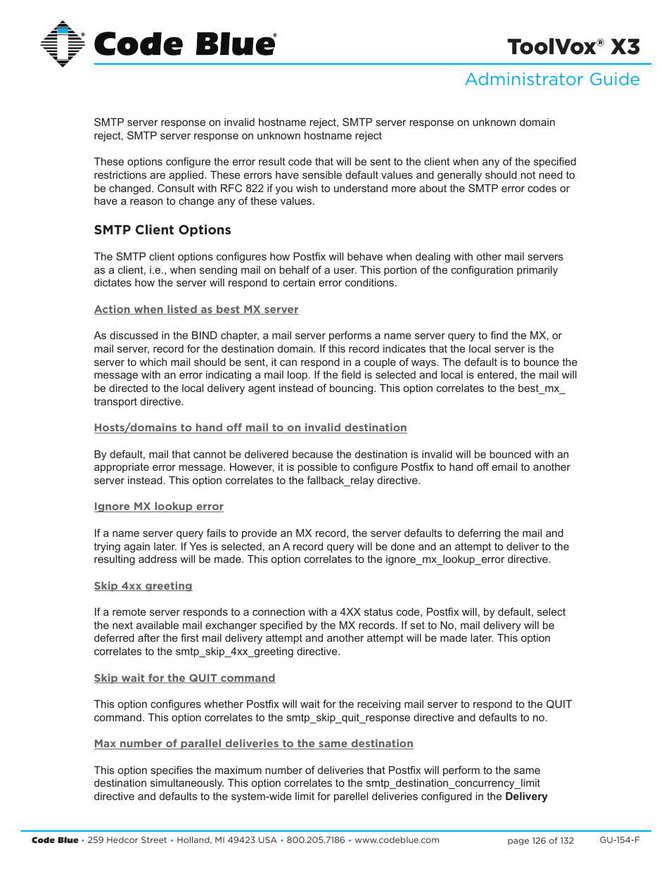 Toolvox® x3, Administrator guide | Code Blue TOOLVOX X3 User Manual | Page 126 / 132