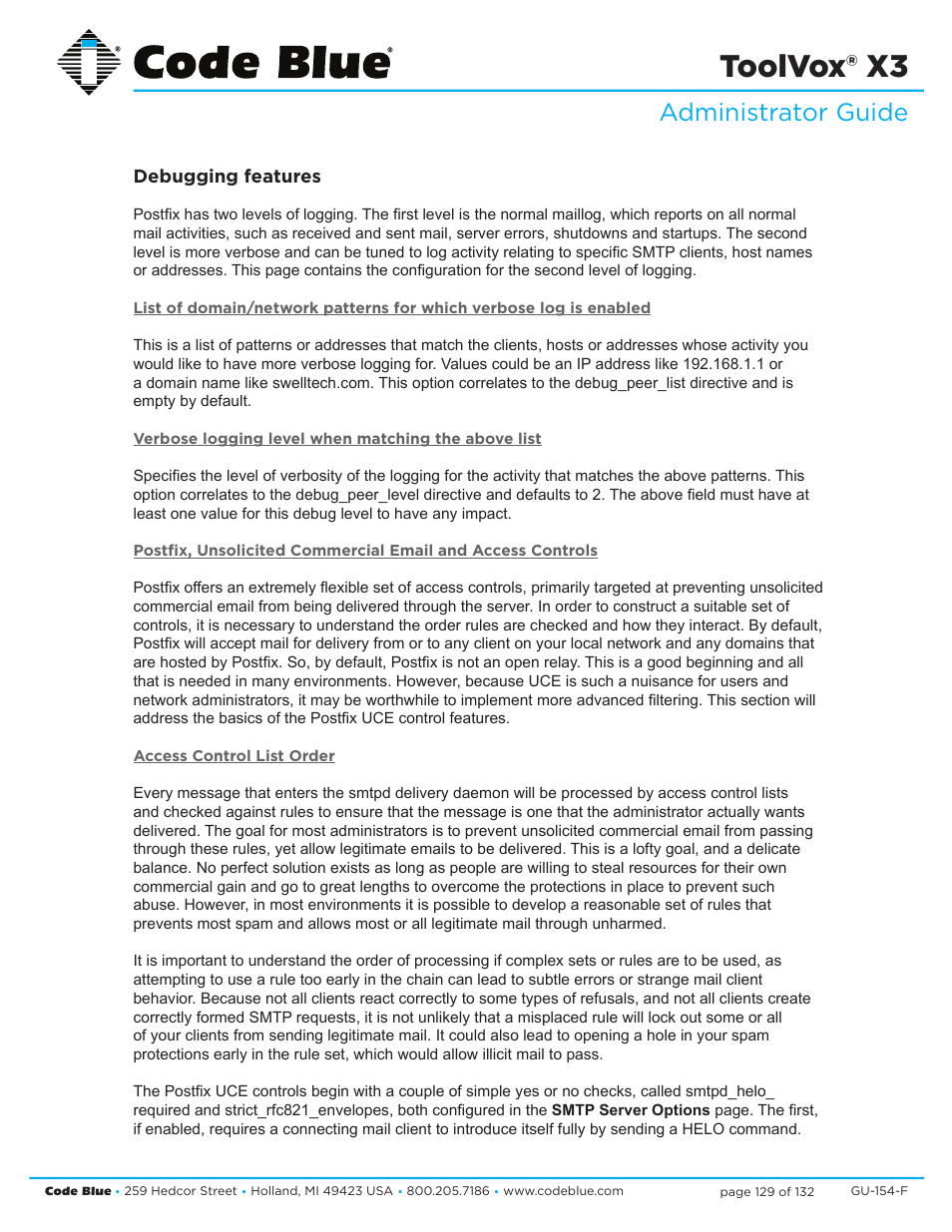 Toolvox® x3, Administrator guide | Code Blue TOOLVOX X3 User Manual | Page 129 / 132