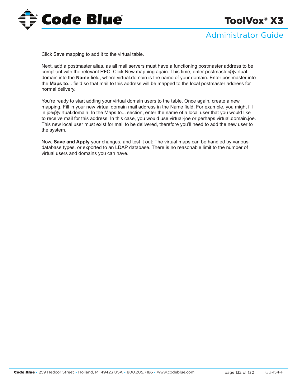 Toolvox® x3, Administrator guide | Code Blue TOOLVOX X3 User Manual | Page 132 / 132