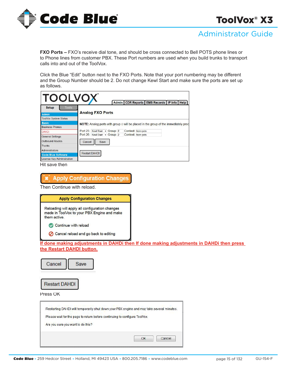 Toolvox® x3, Administrator guide | Code Blue TOOLVOX X3 User Manual | Page 15 / 132