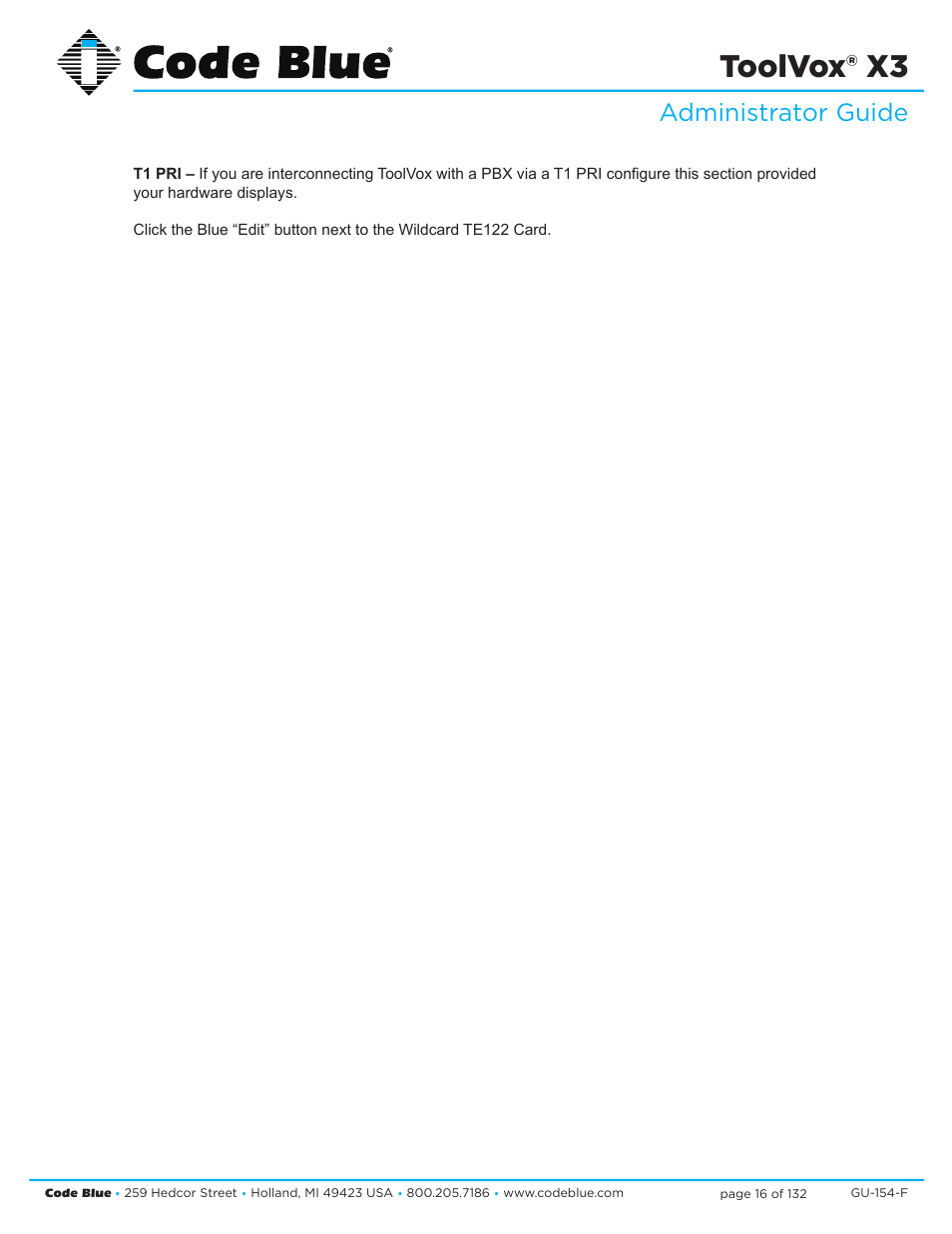 Toolvox® x3, Administrator guide | Code Blue TOOLVOX X3 User Manual | Page 16 / 132