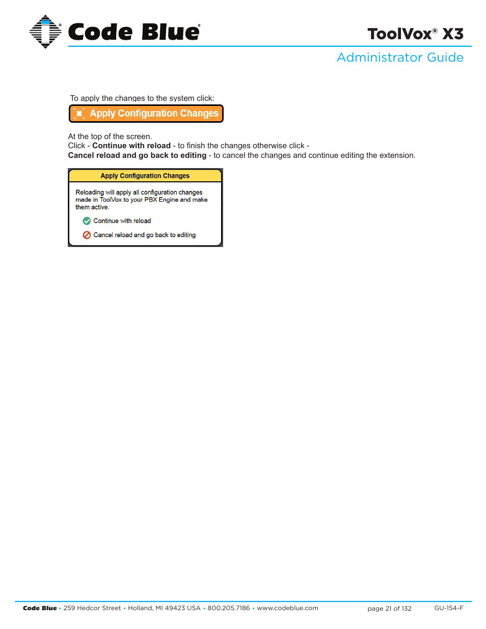 Toolvox® x3, Administrator guide | Code Blue TOOLVOX X3 User Manual | Page 21 / 132