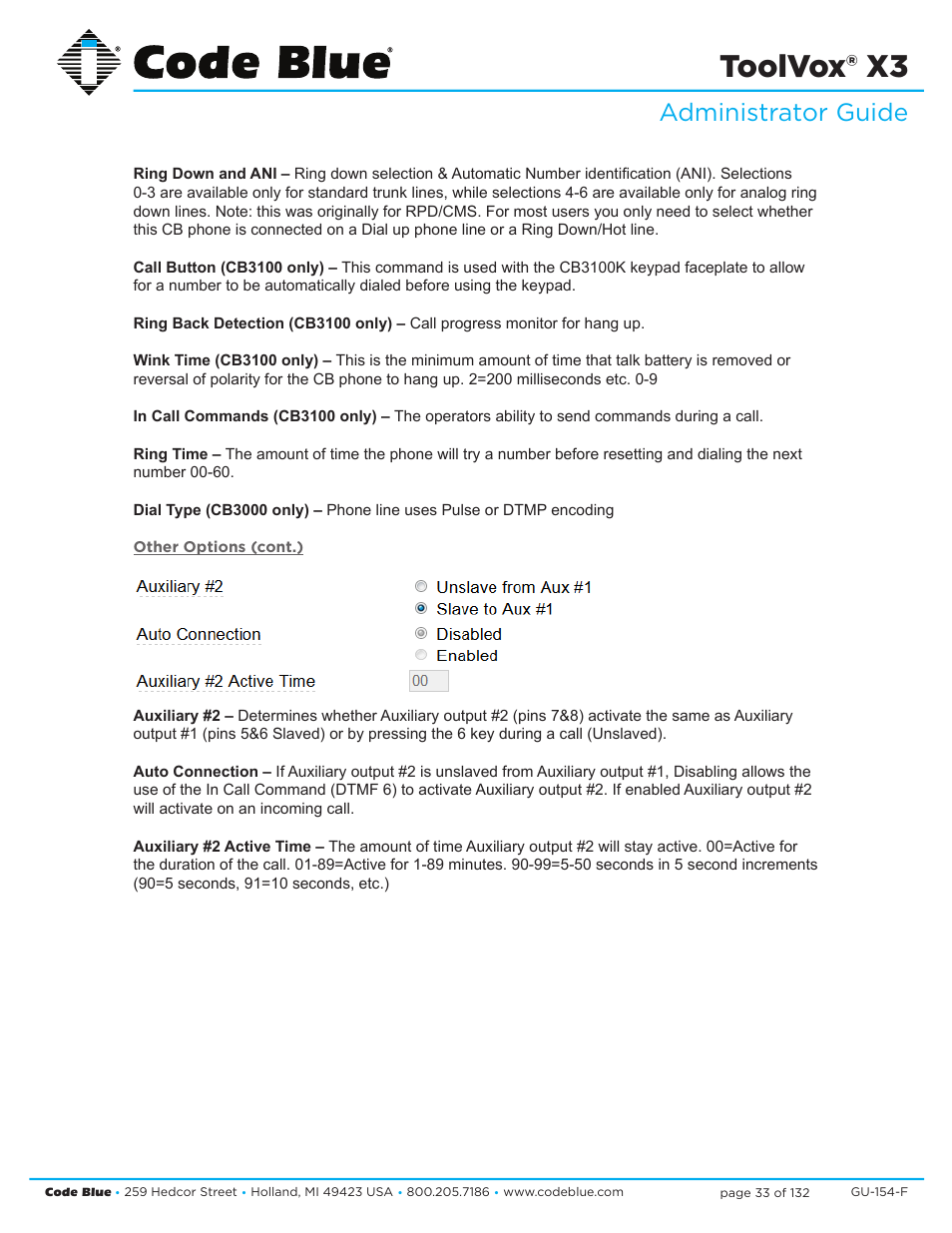 Toolvox® x3, Administrator guide | Code Blue TOOLVOX X3 User Manual | Page 33 / 132