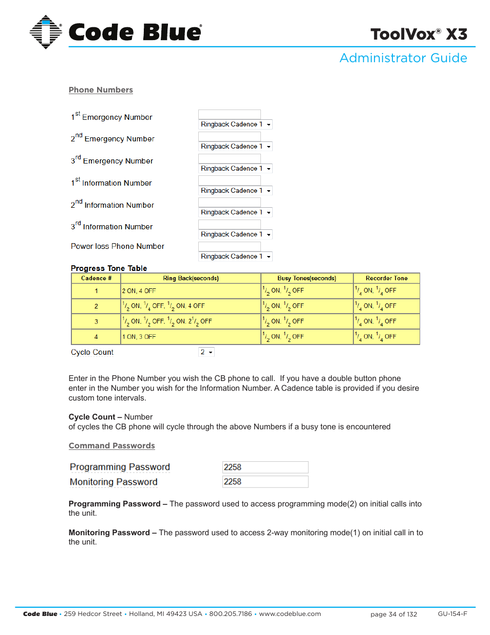 Toolvox® x3, Administrator guide | Code Blue TOOLVOX X3 User Manual | Page 34 / 132