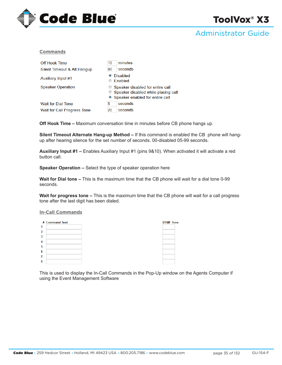 Toolvox® x3, Administrator guide | Code Blue TOOLVOX X3 User Manual | Page 35 / 132