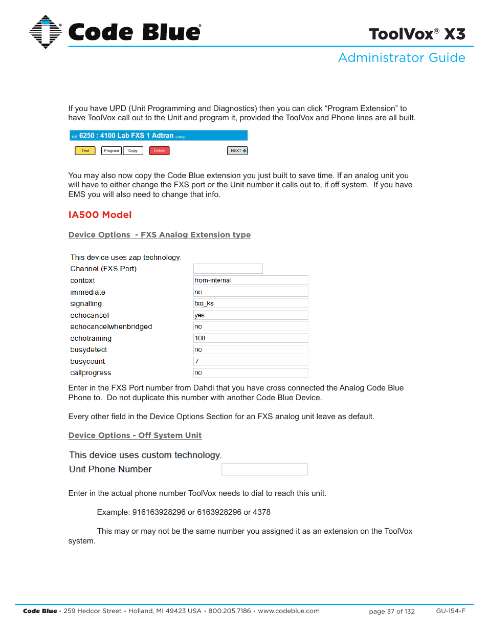 Toolvox® x3, Administrator guide | Code Blue TOOLVOX X3 User Manual | Page 37 / 132