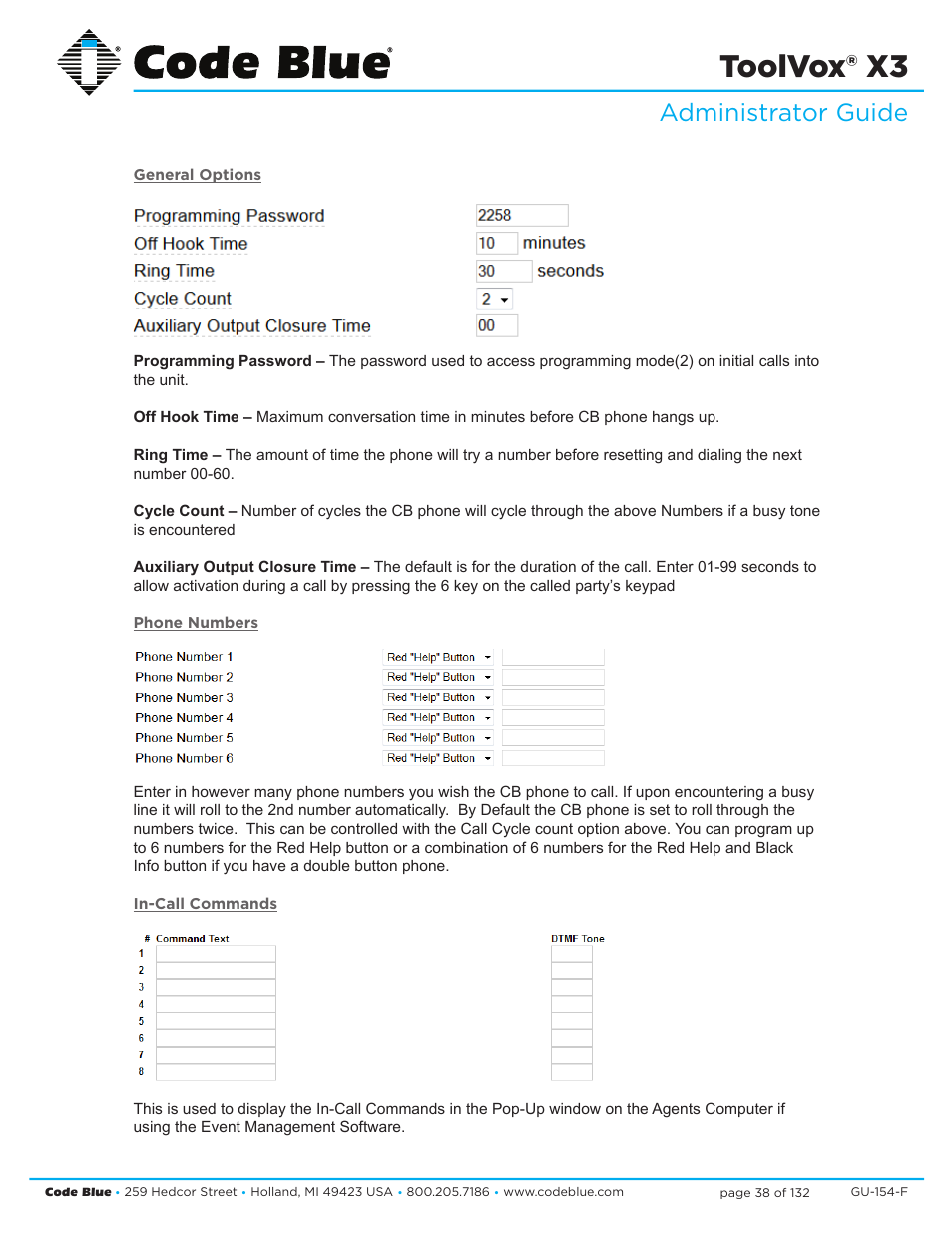 Toolvox® x3, Administrator guide | Code Blue TOOLVOX X3 User Manual | Page 38 / 132