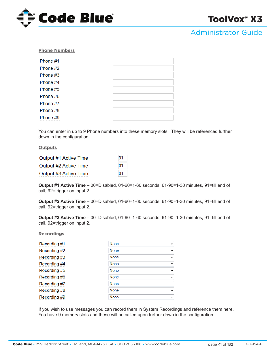 Toolvox® x3, Administrator guide | Code Blue TOOLVOX X3 User Manual | Page 41 / 132
