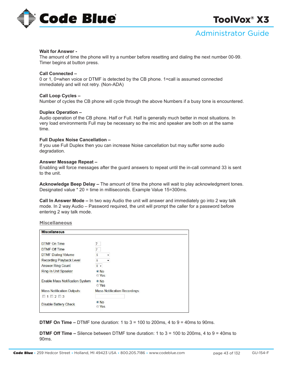 Toolvox® x3, Administrator guide | Code Blue TOOLVOX X3 User Manual | Page 43 / 132