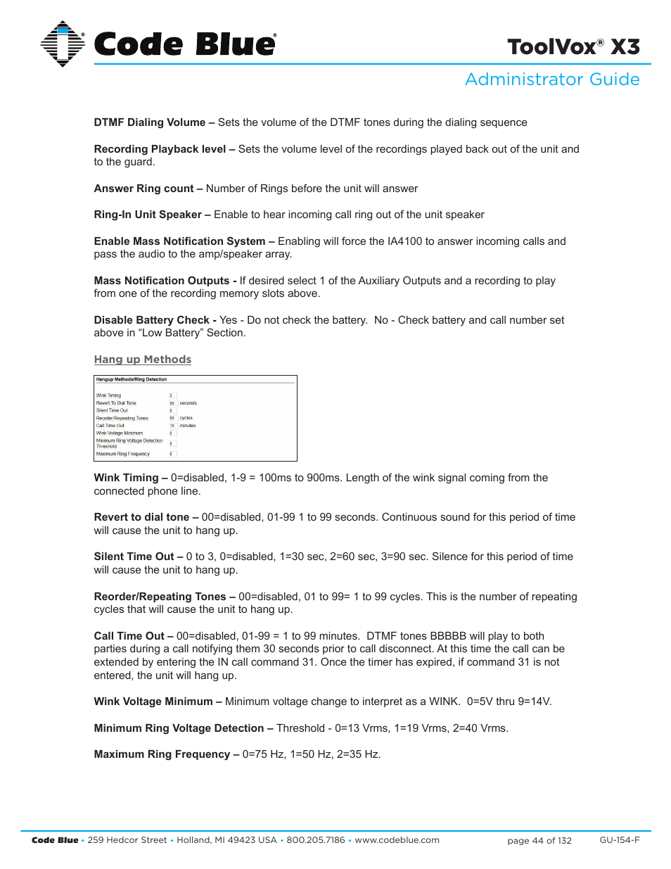 Toolvox® x3, Administrator guide | Code Blue TOOLVOX X3 User Manual | Page 44 / 132