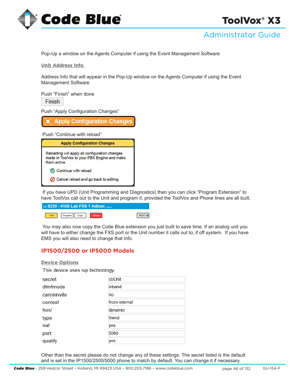 Toolvox® x3, Administrator guide | Code Blue TOOLVOX X3 User Manual | Page 46 / 132
