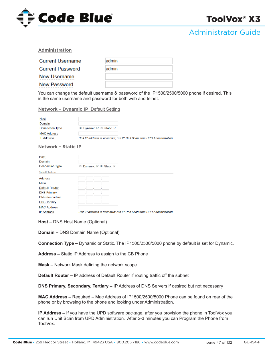 Toolvox® x3, Administrator guide | Code Blue TOOLVOX X3 User Manual | Page 47 / 132