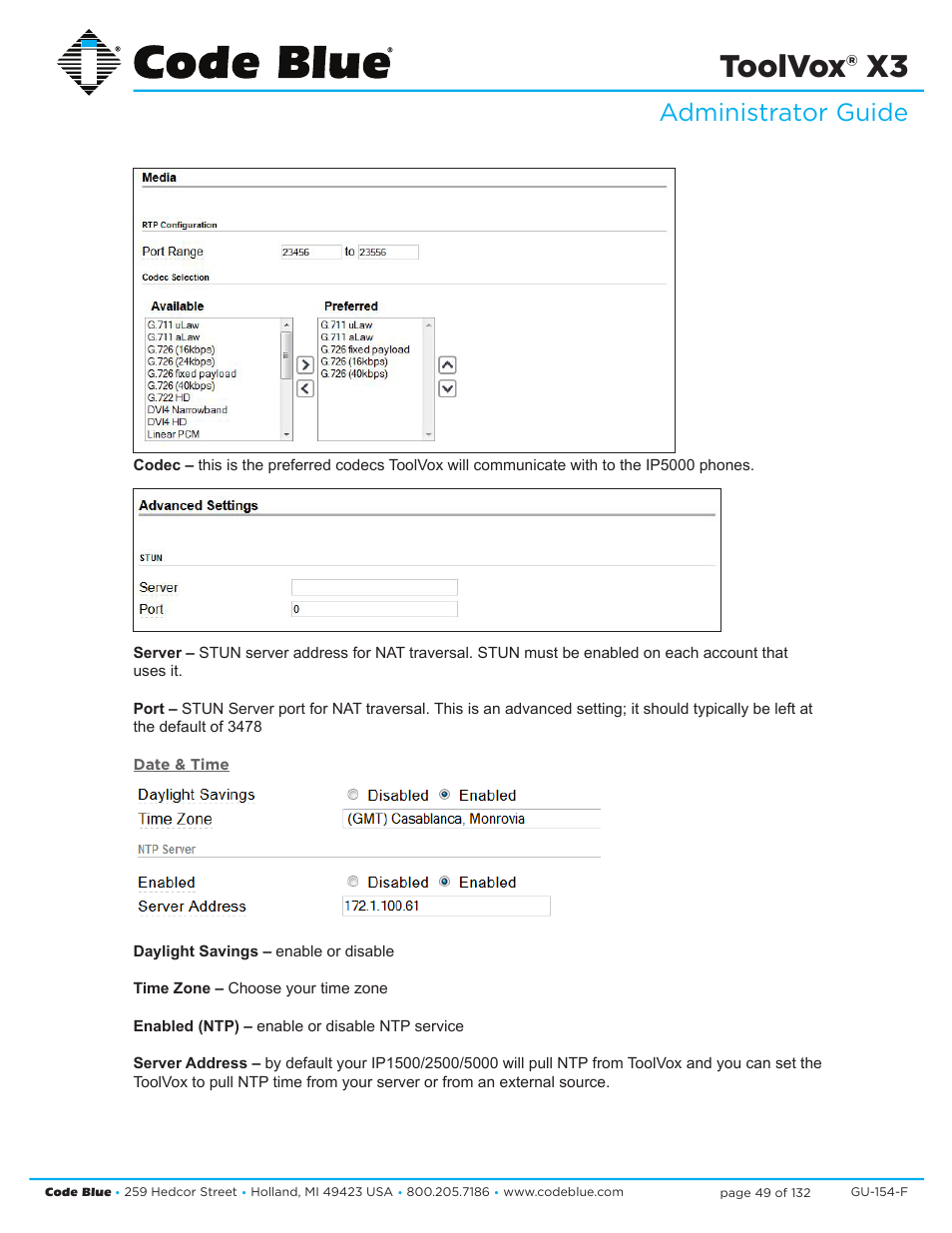 Toolvox® x3, Administrator guide | Code Blue TOOLVOX X3 User Manual | Page 49 / 132