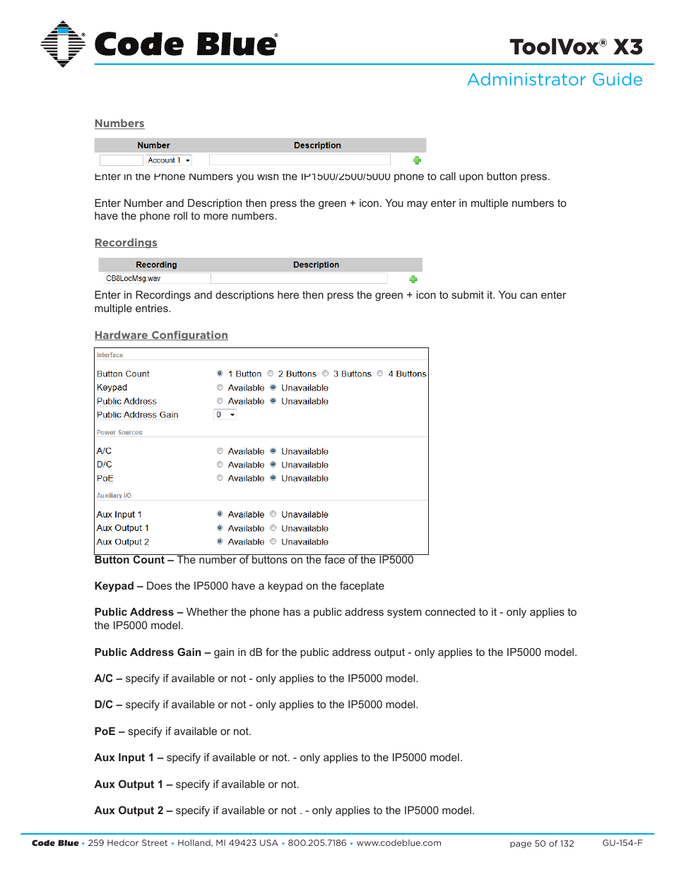 Toolvox® x3, Administrator guide | Code Blue TOOLVOX X3 User Manual | Page 50 / 132