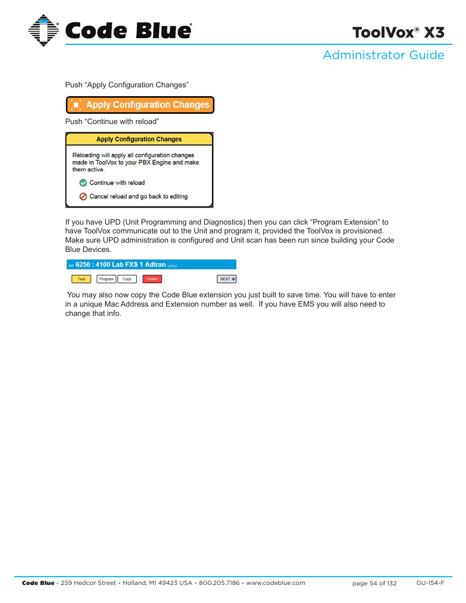 Toolvox® x3, Administrator guide | Code Blue TOOLVOX X3 User Manual | Page 54 / 132