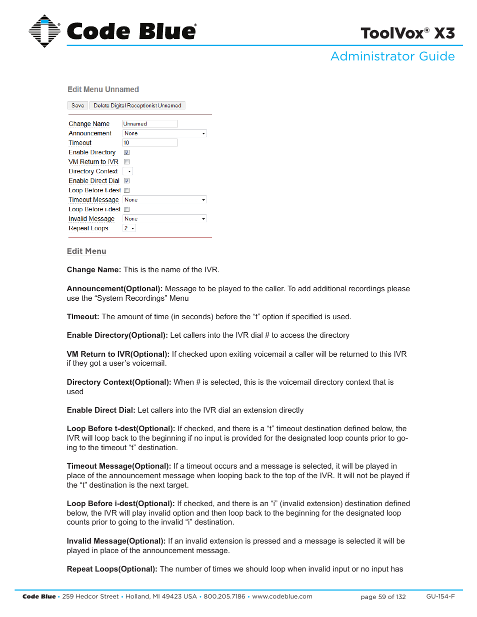 Toolvox® x3, Administrator guide | Code Blue TOOLVOX X3 User Manual | Page 59 / 132