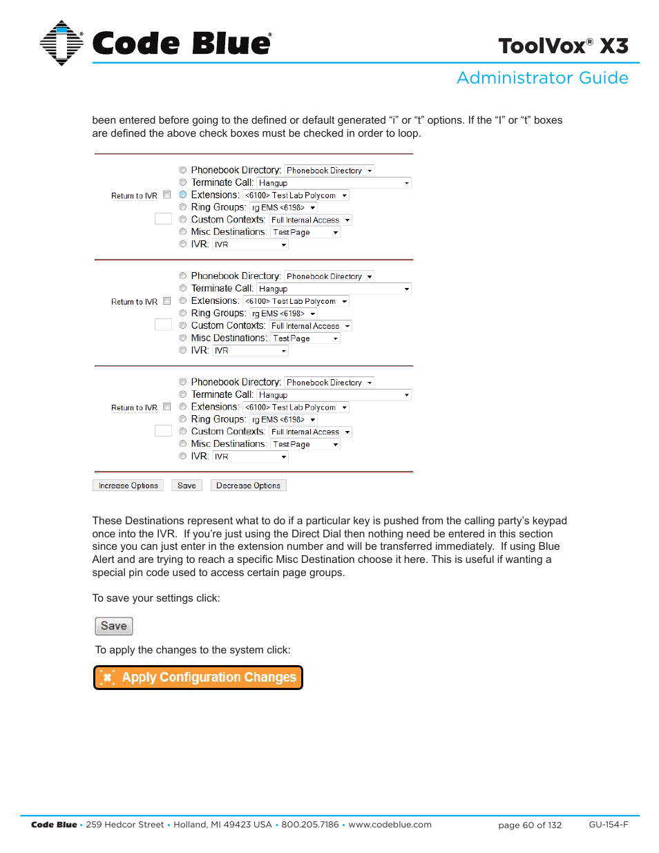 Toolvox® x3, Administrator guide | Code Blue TOOLVOX X3 User Manual | Page 60 / 132
