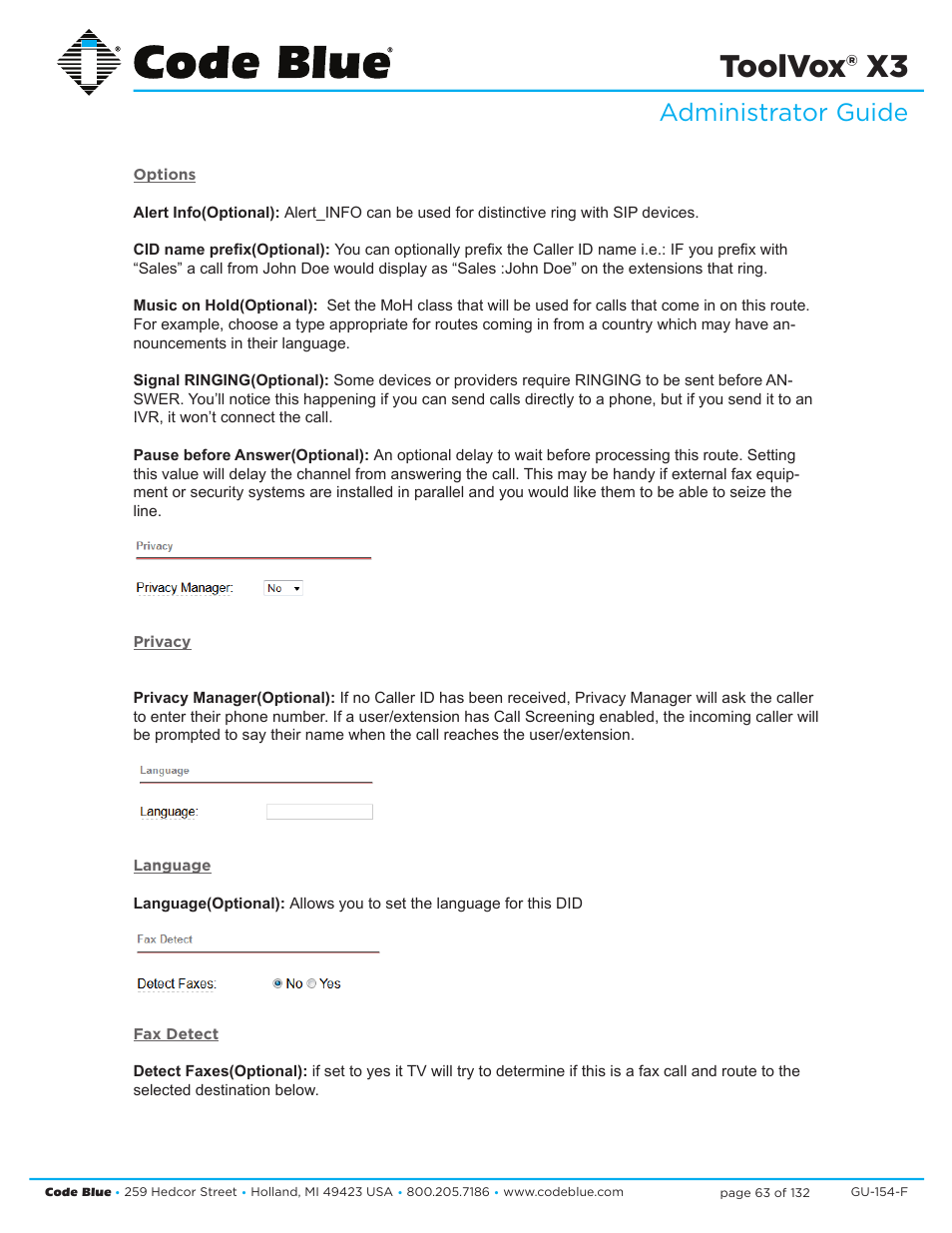 Toolvox® x3, Administrator guide | Code Blue TOOLVOX X3 User Manual | Page 63 / 132