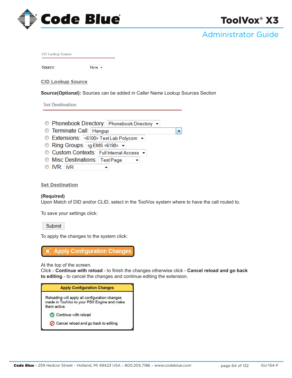 Toolvox® x3, Administrator guide | Code Blue TOOLVOX X3 User Manual | Page 64 / 132