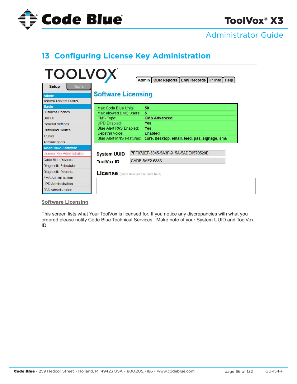 Toolvox® x3 | Code Blue TOOLVOX X3 User Manual | Page 66 / 132