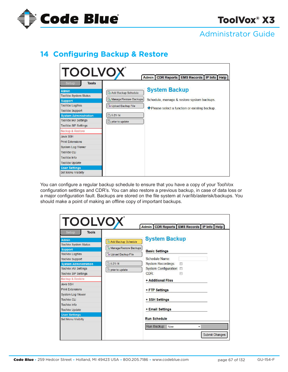 Toolvox® x3 | Code Blue TOOLVOX X3 User Manual | Page 67 / 132